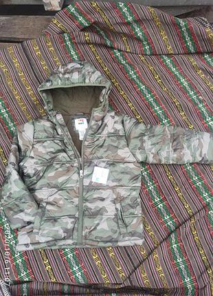 Куртка зимова хакі камуфляжна піксель військовий принт на флісі для хлопчика