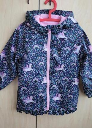 Фірмова вітровка на дівчинку на флісі з єдинорогом та веселкою 18-24 міс весна / осінь