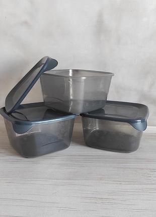 Набір контейнерів квадратний «грація» 3 шт, 1,2л, графітовий