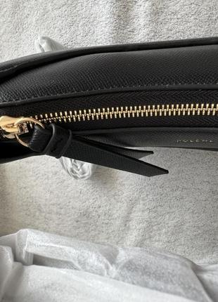 Трендовая женская сумка polene, черная кожаная, полумесяц3 фото
