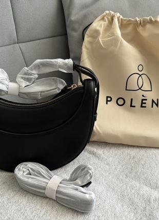 Трендовая женская сумка polene, черная кожаная, полумесяц2 фото