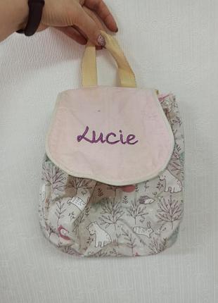 Дитячий рюкзак з натуральної  тканини,