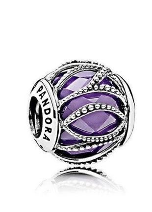 Срібна намистина шарм підвіска підвіс бусина срібло пандора pandora silver s925 925 проба ale з біркою і пломбою кліпса шарм-кліпса фіолетове мурано