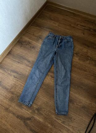 Стильные брендовые джинсы синие высокая посадка  голубые размер xs2 фото