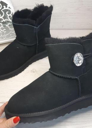 Угги женские mini bailey button bling black ugg australia в украине 1003889 код 10038899 фото