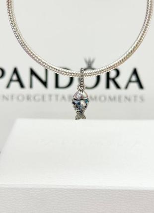 Срібна намистина шарм підвіска срібло пандора pandora silver s925 925 проба ale з біркою і пломбою кліпса шарм-кліпса риба з синьою лускою5 фото