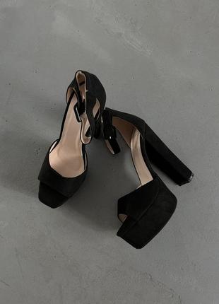 Черные босоножки на каблуке, черные, элегантные босоножки, размер 382 фото