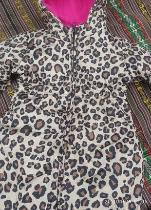 Куртка зимняя на флисе леопард курточка лео зима для девочки5 фото