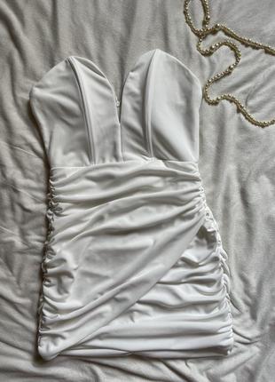 Белое коктельное платье корсет zara3 фото