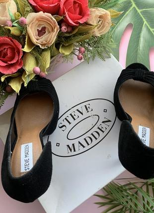 👠чорні замшеві туфлі відкритий носок steve madden/замшеві босоніжки високий каблук👠7 фото