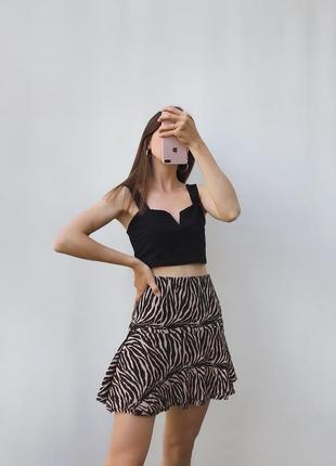 Юбка в тигровый принт i saw it first коричневая ярусная мини женская
