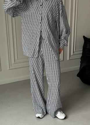 Костюм сорочка брюки палаццо штани рубашка рубаха принт