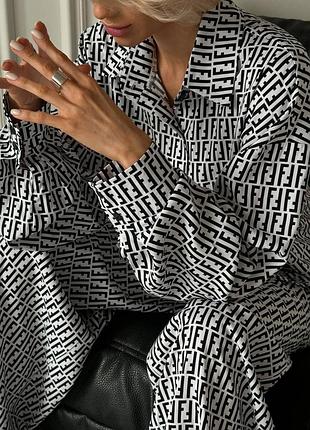 Костюм сорочка брюки палаццо штани рубашка рубаха принт