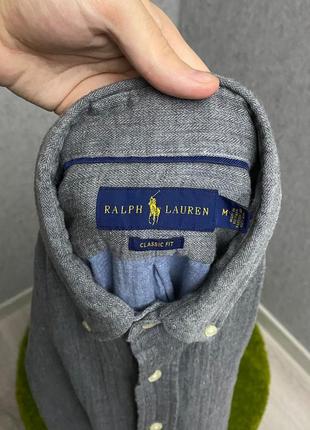 Серая рубашка от бренда polo ralph lauren5 фото