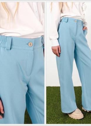Брюки модные палаццо для девочки подростковые брюки широкие черные беж синие голубые розовые5 фото