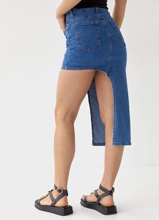 Джинсовая юбка с асимметрией - джинс цвет, 34р (есть размеры)2 фото