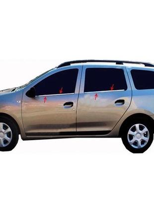 Окантовка окон (4 шт, нерж) carmos - турецкая сталь для dacia logan mcv 2013-2020 гг