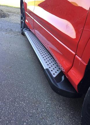 Боковые пороги allmond grey (2 шт, алюм.) с окрашенной листвой на дверях для ford kuga/escape 2013-2019 гг