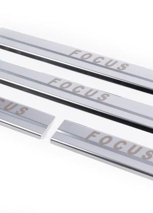 Накладки на пороги carmos v1 (4 шт., нерж.) для ford focus iii 2011-2017 гг