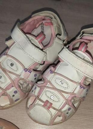Кожаные сандалии, босоножки ортопедические детские босоножки, сандалии на девочку, розовые липучки2 фото
