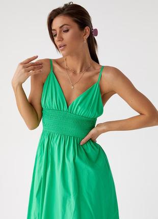 Однотонный сарафан с резинкой на талии foli women - зеленый цвет, l (есть размеры)3 фото