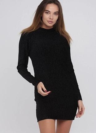 Черное бархатное мини платье с открытой спиной жатка h&m платье-метровляр