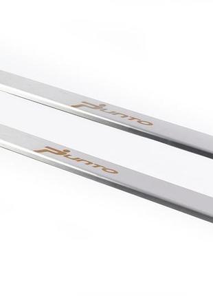 Накладки на пороги carmos v1 (2 шт., нерж.) для fiat punto grande/evo 2006-2018 рр