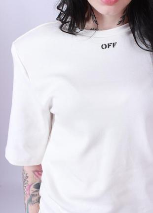 Футболка off-white shoulder pads t-shirt in white black4 фото
