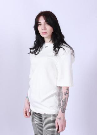 Футболка off-white shoulder pads t-shirt in white black2 фото