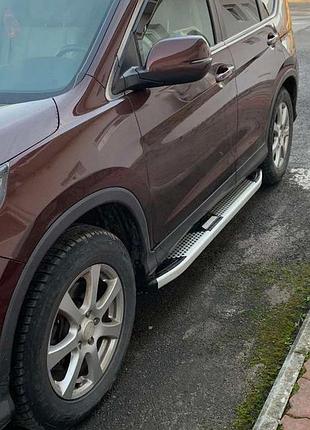 Бокові пороги mevsim grey (2 шт., алюміній) для honda crv 2012-2016 рр