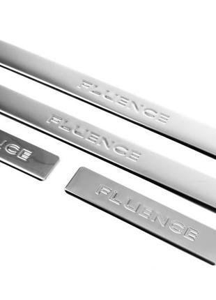 Накладки на пороги omsaline (4 шт, нерж.) для renault fluence 2009-2016 гг