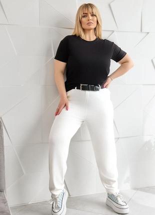 Штани (брюки) моми жіночі трикотаж айшо 40-62 чорні, білі5 фото