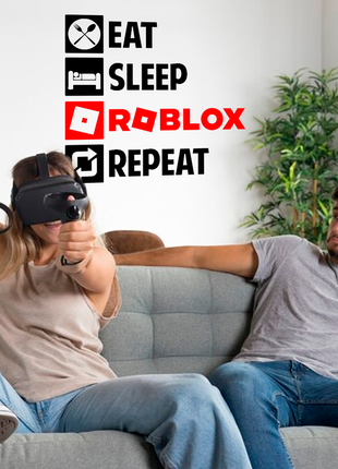 Вінілова самоклейна інтер'єрна наклейка кольорова декор на стіну напис "roblox. роблокс" з оракалу