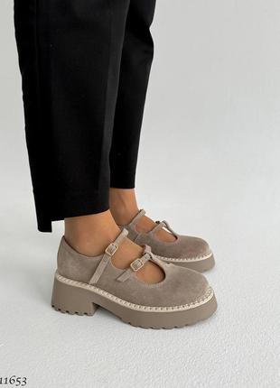 Premium! женские замшевые бежевые туфли на каблуке весенне осенние натуральная замша весна1 фото