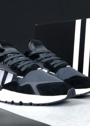 Чорні чоловічі кросівки adidas nite jogger/кросівки для чоловіків із замші демісезонні/спорт кроси для пациків1 фото