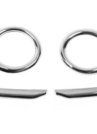 Окантовка противотуманок с полосками (2010-2015, 4 шт., нерж.) omsaline - итальянская нержавейка для fiat