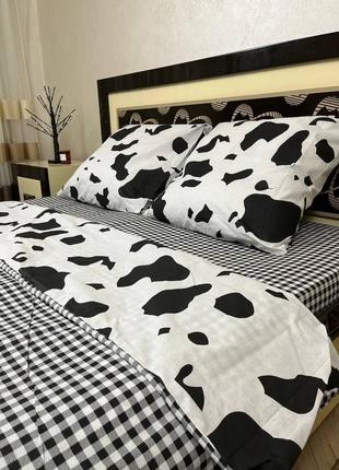 Постельное белье с принтом, далматинец, детское, черно-белое, в клетку, запятнистая, с...