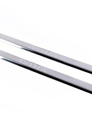 Накладки на пороги carmos (coupe, 2 шт, нерж.) для opel astra g classic 1998-2012 гг