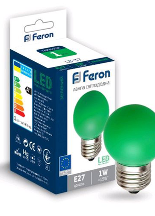 Світлодіодна лампа feron lb-37 1w e27 зелена
