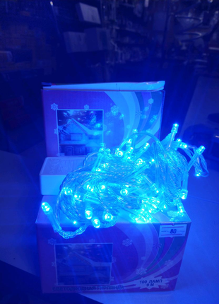 Гірлянда світлодіодна ny — 100 led blue 9 м3 фото