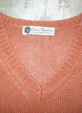 Льняная трикотажная кофта charles robertson летний пуловер 100% лен5 фото