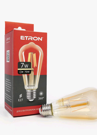 Led лампа etron filament 1-efp-163 st64 e27 7w золото