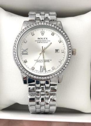 Часи ролекс, жіночий годинник срібного кольору, світяться рисочки у темряві , під бренд