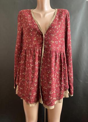 Жакет блуза в стиле ретро винтаж цветочный принт1 фото