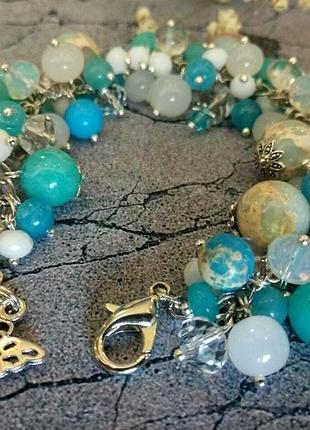 Браслет из серии "четыре стихии". стихия - "воздух" из натуральных камней. подарок девушке.