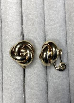Сережки клипси monet вузлики золотистого тону2 фото