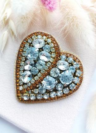 Брошь "хрустальное сердце"