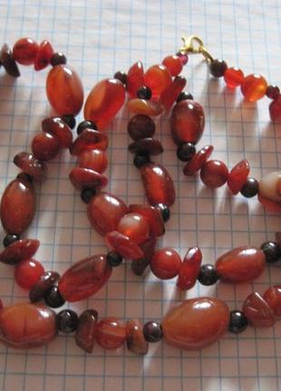 Винтажные бусы. натуральный камень. сердолик.