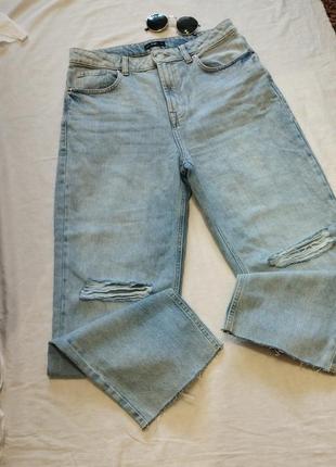 Женские широкие светлые джинсы5 фото