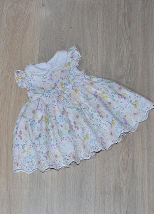 Платье mini club 0-3 мес. рост 62 платьице сарафан нарядное красивое пышное цветочки на выписку крестины крещение летнее винтажное прошва george